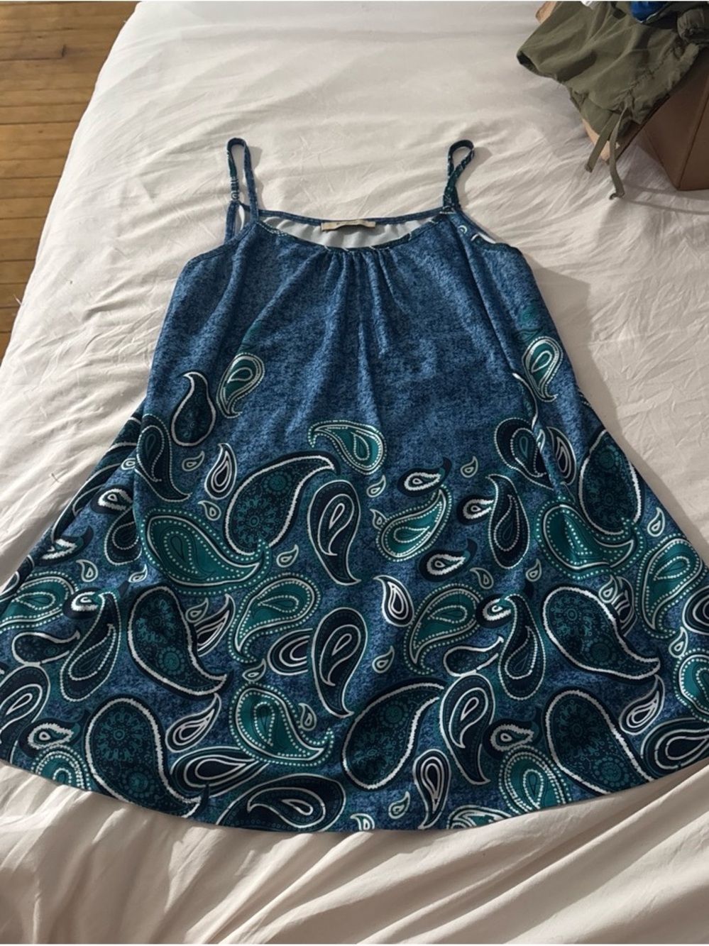 Girls' Blue Paisley Spaghetti-Strap Dress
